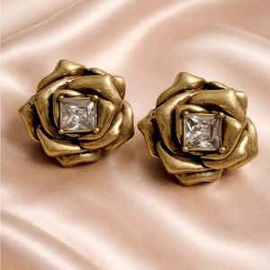 Antique Gold Rose Stud Earrings